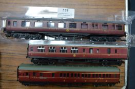 Three LMS Coaches (One Bachmann, Two Hornby) and a