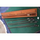 Wooden Violin Bow Case and Four Bows