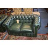 Green Leather Chesterfield Two Seat Sofa