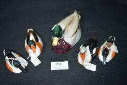 Five Beswick Ducks; Mallards, Eider, etc.