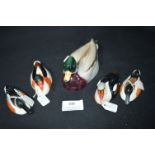 Five Beswick Ducks; Mallards, Eider, etc.