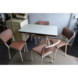 Vintage Formica Topped Kitchen Table and Four Matching Chairs