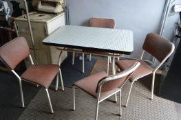 Vintage Formica Topped Kitchen Table and Four Matching Chairs