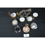 Basket of Eight Pocket Watches for Spares and Repairs plus Parts