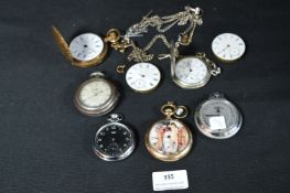 Basket of Eight Pocket Watches for Spares and Repairs plus Parts