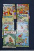 Eight Vintage Rupert the Bear Books