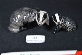 Two Beswick Badgers