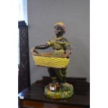 Majolica Figure - Basket Carrier