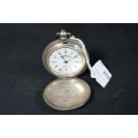 Swiss 80% Grade Silver Pocket Watch with Enamel Face