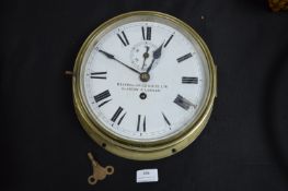 Large Brass Ships Clock - Kelvin & James White Ltd, Glasgow & London