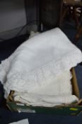 Vintage Bed Linen; Two Bed Spreads, Pairs of Sheets and a Set of Pillow Cases