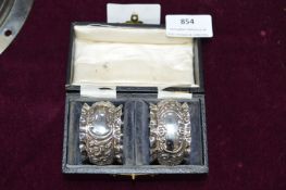 Pair of Silver Napkin Rings in Presentation Box