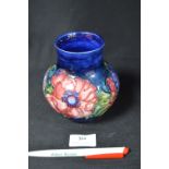 Moorcroft Anemone Pattern Vase of Blue Ground