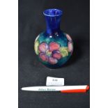 Moorcroft Clematis Pattern Vase on Blue Ground