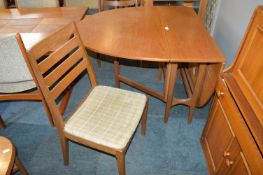 Retro Teak Oval Drop Leaf Dining Table and Two Matching Chairs
