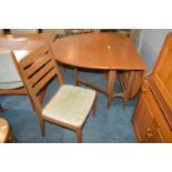 Retro Teak Oval Drop Leaf Dining Table and Two Matching Chairs