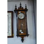 Mahogany Cased Vienna Wall Clock with Brass & Enamel Face