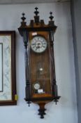 Mahogany Cased Vienna Wall Clock with Brass & Enamel Face