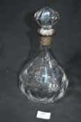 Cut Glass Decanter with Silver Collar