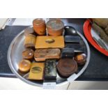 Tray Lot of Miniature Boxes, Mauchlin Ware Snuff Boxes, etc.