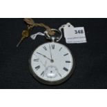 Continental Silver Pocket Watch with Key