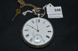 Continental Silver Pocket Watch with Key