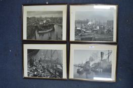 Four Innes Framed Photographs of Hull Docks