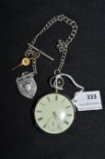 Silver Pocket Watch - London 1872 with Silver Albert, Fob and Key