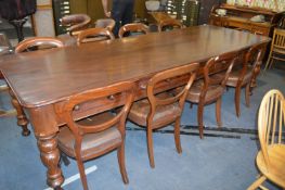Mahogany Board Room Table plus Nine Matching Leather Upholstered Balloon Back Chairs