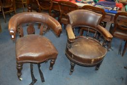 Two Captains Chairs Upholstered with Leatherette (AF)