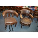 Two Captains Chairs Upholstered with Leatherette (AF)