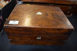 Victorian Walnut Writing Slope with Gilt Tooled Leather