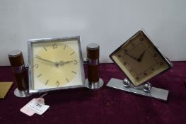 Two Chrome Deco Clocks