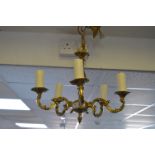 Brass Candle Effect Ceiling Light Fitting