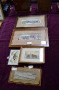 Stevengraph Silver Rowing Race and Assorted Framed Silk Pictures