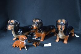 Five Beswick Dachshunds