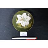 Moorcroft Lilly Pattern Pin Dish White on Green Ground