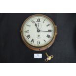 Brass Cased Ships Clock - Smiths Empire plus Key