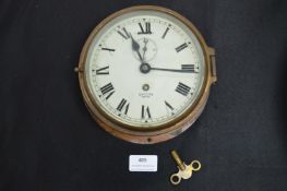 Brass Cased Ships Clock - Smiths Empire plus Key