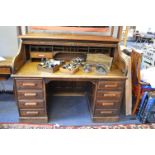 Large Edwardian Oak Roll Top Desk 5ft long 33" wide 44" tall