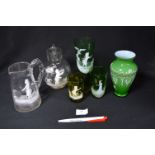 Victorian Glassware Including Mary Gregory Jugs