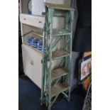 Painted Green Five Tread Folding Step Ladder
