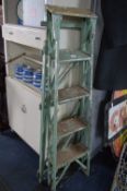 Painted Green Five Tread Folding Step Ladder