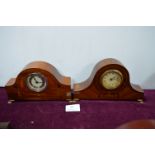 Two Edwardian Inlaid Napoleon Hat Mantel Clocks