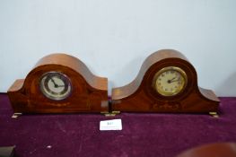 Two Edwardian Inlaid Napoleon Hat Mantel Clocks