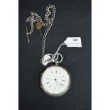 Silver Chronograph - London 1873, plus Silver Albert and Key