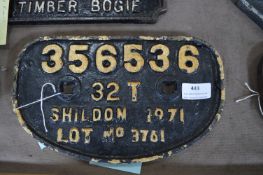 British Rail Truck Plate