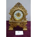 Ornate Continental Brass Mantel Clock