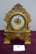 Ornate Continental Brass Mantel Clock