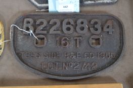 Teeside B & E Co Truck Plate